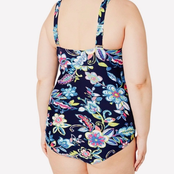 Ann Cole Twist Front Shirred Swimsuit Size 20W - Picture 5 of 16